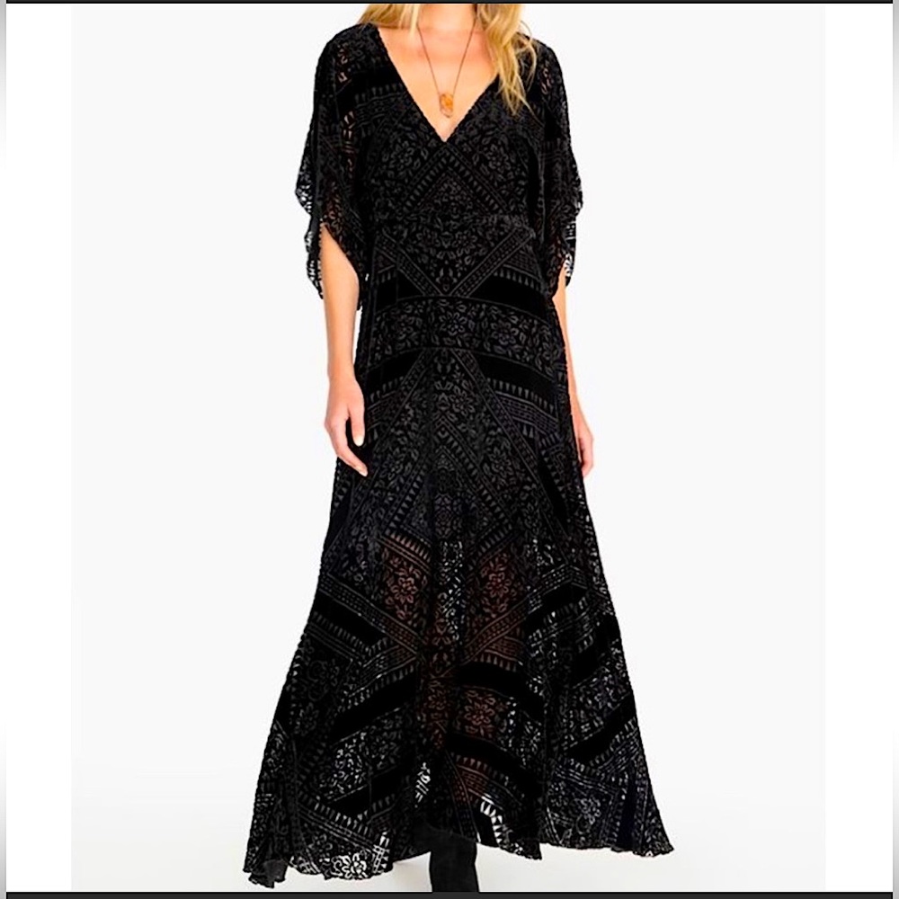 Johnny Was Burnout Velvet Maxi Dress M